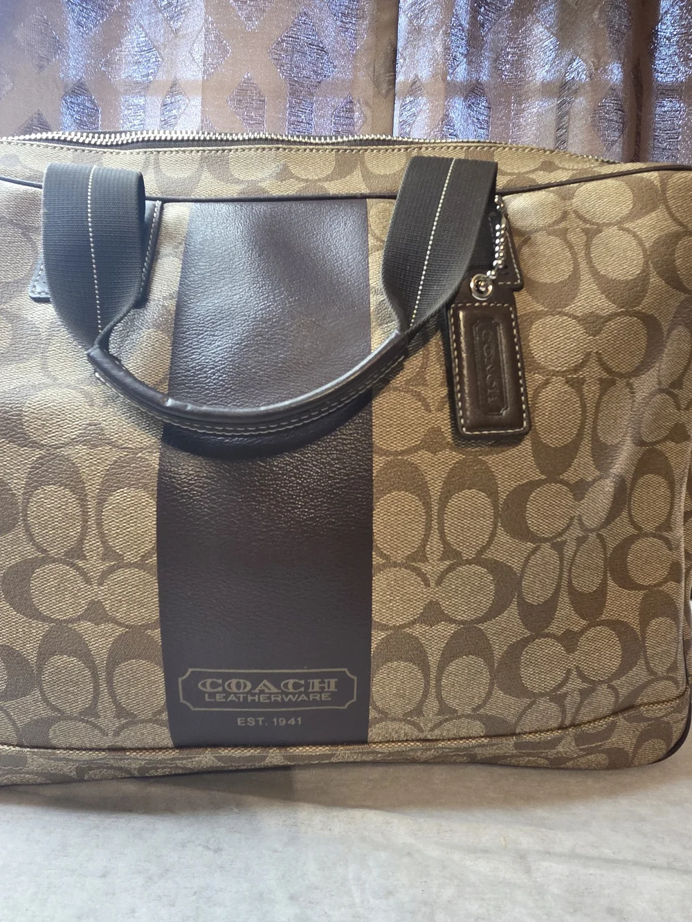 Coach Signature Canvas Briefcase/Laptop in Brown-No Crossbody Strap
